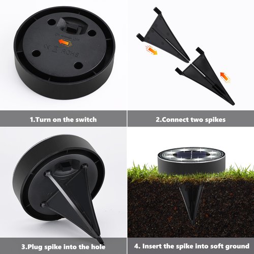 Joomer Solar Ground Lights, 16 Pack 8 LED Solar Lights Outdoor IP68 Waterproof Disc Light In-Ground Landscape Lighting Outdoor for Patio Pathway Lawn Yard Driveway Walkway (White)