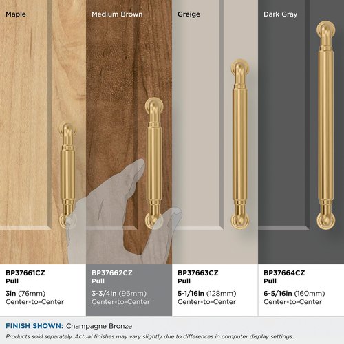 Amerock Coble 3-3/4 inch (96mm) Center-to-Center Champagne Bronze Cabinet Pull, BP37662CZ