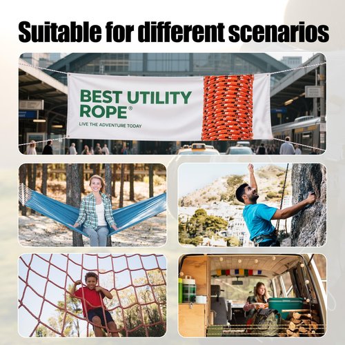SDLTHR 1 Pack 1/4 Inch 100 ft Solid Braided Polypropylene Rope, Outdoor Ropes, All Purpose Boat Marine Thick Tie for Camping and Flag Pole, Indoor and Outdoor Use, Black