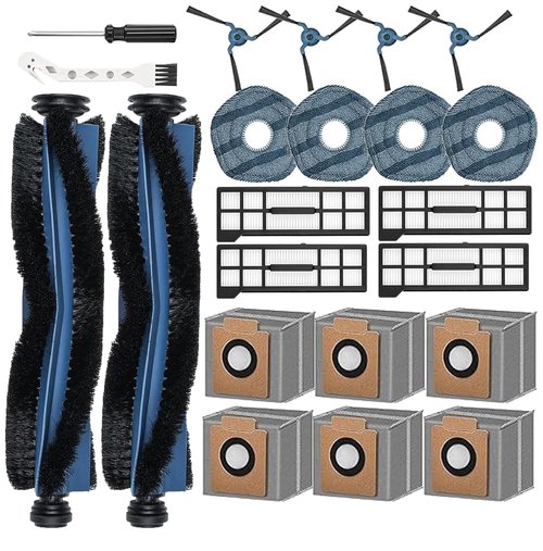 Replacement Accessories for Eufy X10 Pro Omni Robot Vacuum Cleaner, 2 Main Roller Brush, 6 Dust Bags 4 Side Brushes 4 Filters 4 Mop Pads 1 Screwdriver 1 Clean too