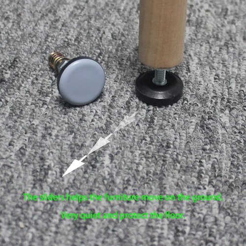 CSFMC Furniture Leveler PTFE(Teflon) Bottom(28mm Base 1/4-20,8 Pack),Threaded Shank Adjust Pads,Table/Chair/Cabinet/Sofa Medium Adjustable Legs Leveling,Nuts Installation and Floor Protection