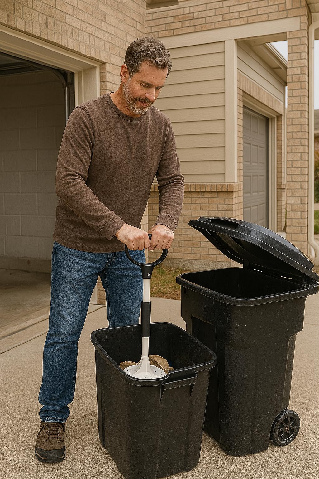 TAMP-IT Next Gen Manual Trash Compactor Frees Up Space in Bins, Receptacles, Dumpsters Reduce Trips to Dispose Trash Cost Effective (22" x 7.5") D-Handle