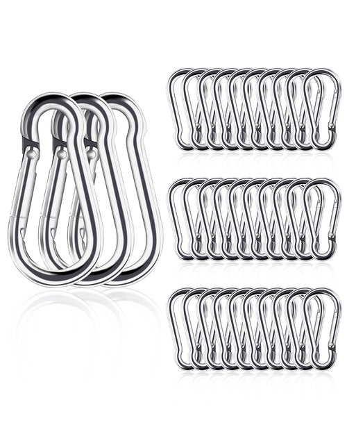 Small Carabiner Clip, 30pcs 1.57inch Mini Carabiners Clips, M4 Stainless Steel Spring Snap Hook Heavy Duty, Locking Carribenares for Climbing Hiking Camping Fishing