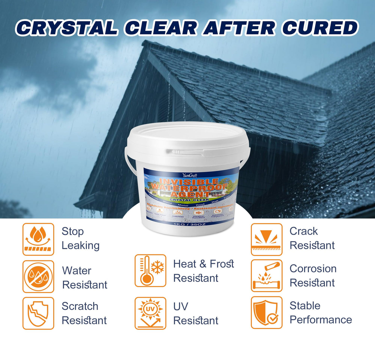 Waterproof Sealant 35oz, Invisible Waterproof Coating, Water-Based Clear Leak Repair Coating - Repairing Leak Agent for Roofs, Bathroom, Walls, Kitchen, Walls, Garden Indoor & Outdoor