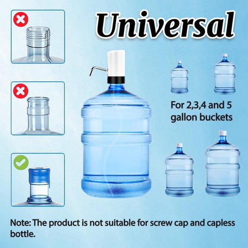 Water Table Pump, Portability Electric Water Pump with USB Data Cable,White Automatic Drinking Water Bottle Pump for Travel, Kitchen, Home, Office