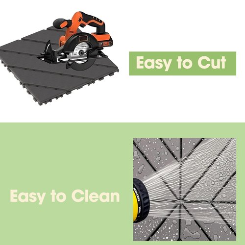 Zynaro Deck Tiles, 44 PCS Interlocking Deck Tiles, 12"x12" Plastic Outdoor Flooring, Waterproof Patio Flooring for Porch, Poolside, Balcony, Backyard, Indoor & Outdoor (Dark Grey, 44 Square Ft)