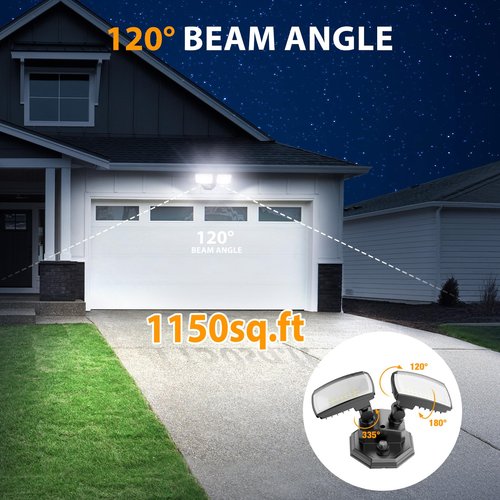 Onforu 32w 3200LM Dusk to Dawn Outdoor Lighting,6500K Dual-Head Flood Light Outdoor with Photocell,IP66 Waterproof Security Lights,Exterior Daylight Off and Night On Black Wall Light for Patio Garden
