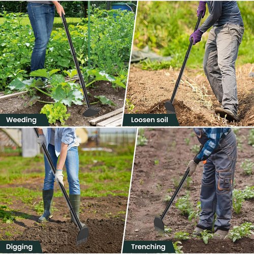 Luvenia Hoe Garden Tool 17-60 Inch 2-in-1 Adjustable Steel Handle Garden Hoe for Weeding Cultivating Heavy Duty Gardening