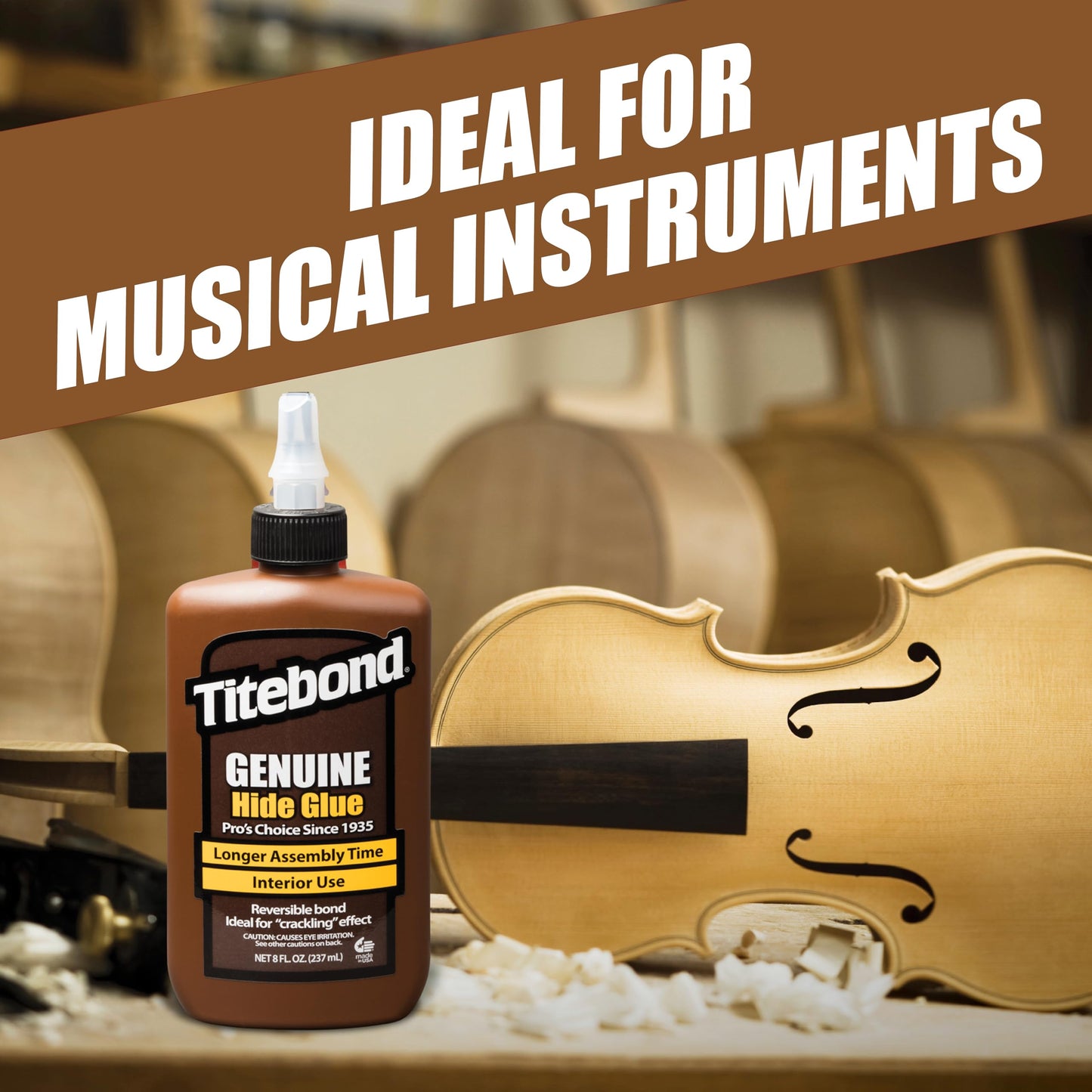 Titebond Genuine Hide Glue 16 Oz. – Ready-to-Use Adhesive for Fine Furniture, Antique Restoration, Musical Instruments, Slow Set, Creep-Resistant, Creates Crackling Effect on Wood – 5014