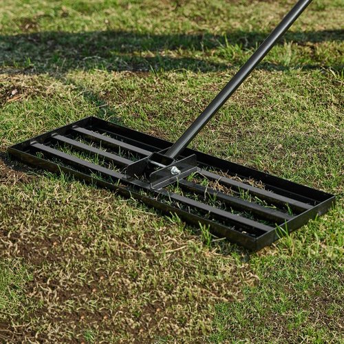 Saker Sakerplus Lawn Leveling Rake, Garden Tools,30"x10" Leveling Rake, Stainless Steel Adjustable Handle(78 in), for Backyard, Garden, Golf Course, Farm ＆ Pasture, Professional Lawn Care Tool