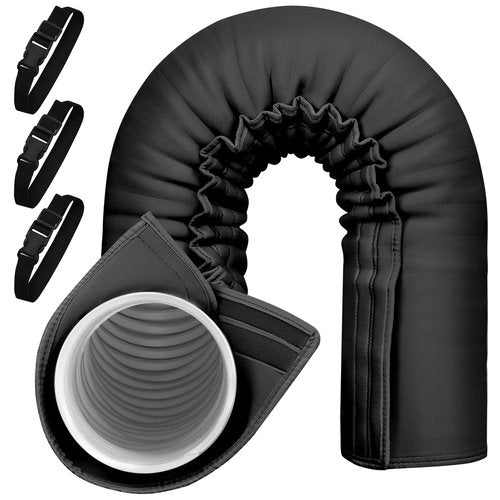 Portable AC Hose Insulation Sleeve,Portable Air Conditioner Hose Cover Wrap,Fits for 5" & 5.9" Diameter Exhaust Hose,Insulated Hoses Duct Vent Cover, Easy to Install with 3 Adjustable Straps, Black