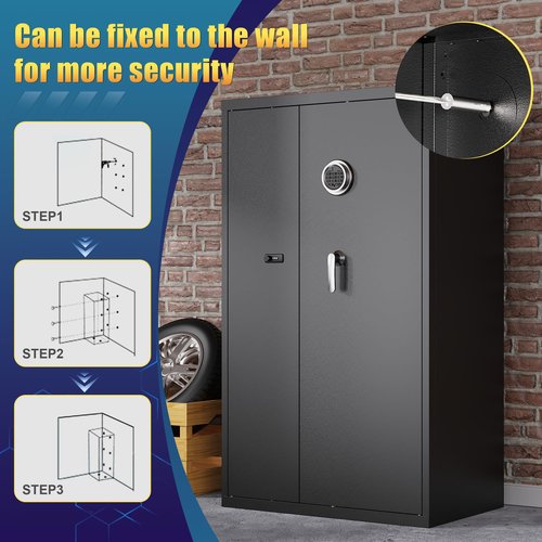 Eltean 18-20 Large Long Gun Safe for Home Rifles and Pistols, Gun Cabinet with Dual Storage Space and Adjustable Gun Racks,Rifle Safes for Home with Independent Double Lock and Ample Back Storage