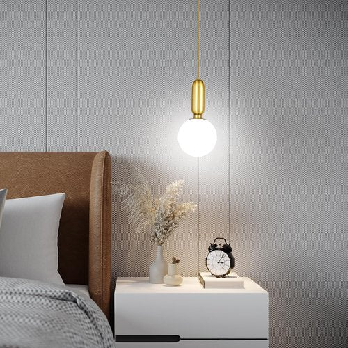 ZVXREZLD Modern Gold Pendant Light Hanging Fixture Light for Kitchen Island,Mid Century White Globe Glass One Light Pendant Lighting for Dinning Room Living Room Bedroom Entryway(3-Pack)