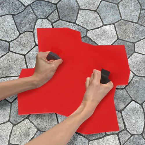 FiueStur 23x23 Inch Realistic Stone Crack Concrete Stamp Textured Mat for Patio Walkway Driveway Non-Slip Durable PU Mold Easy to Clean