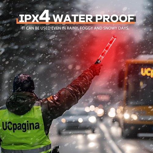 SIMAZO Traffic Wand (2-Pack), 16 Inch Traffic Control Wand with 3 Flashing Modes, Air Marshaling Signal Baton with White LED Light for Car Directing, Air Marshalling, Emergency Signaling