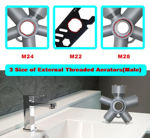 HimaPro 10-in-1 Faucet Aerator Removal Tool Kit – Fits M16.5, M18.5, M21.5, M22, M24, M28 – Includes 5-in-1 Wrench for 5.5–22mm Nuts, 24/34mm Nuts, 22mm Aerators, Screws & Bottle Caps