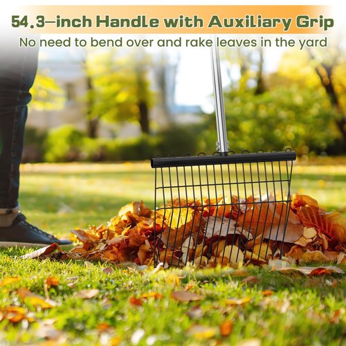 Manure Fork, Metal Horse Manure Rake with 2 Dura Fork Replacement Heads and 1 Steel Handle, Rust-Proof Heavy Duty Hay Rake Pitch Fork for Horse Stall Poop