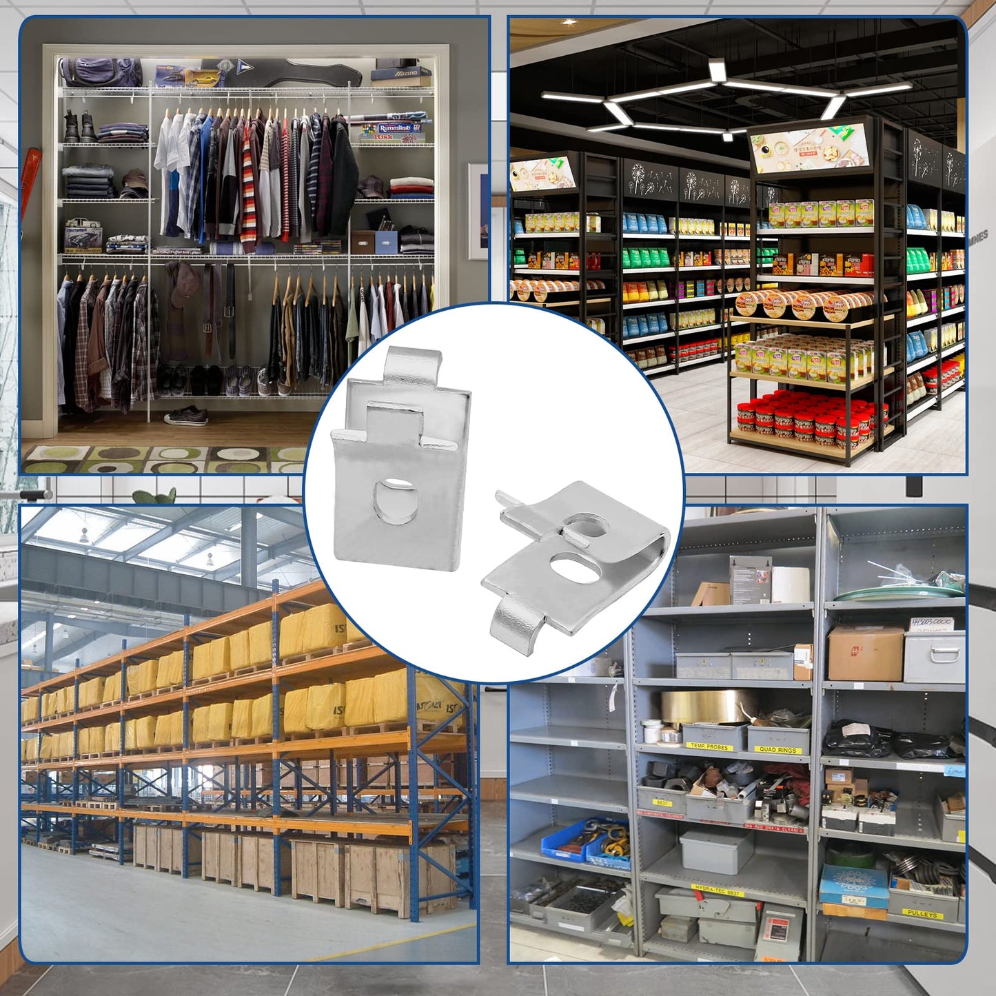 Kyuionty 24 Pack Pilaster Shelf Support Clip, Adjustable Stainless Steel Shelving Brackets Clips for Kitchen Cabinet Bookcase