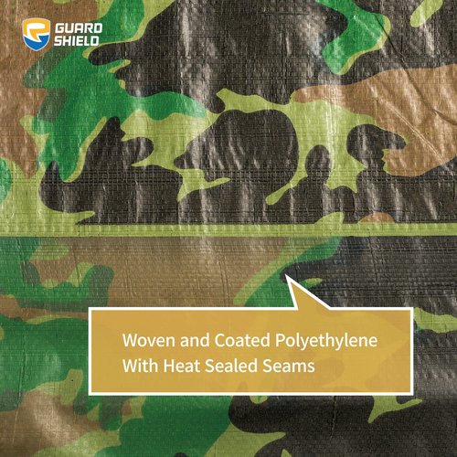 GUARD SHIELD Lightweight Camo Tarp Camouflage Tarps Waterproof 6x6 Feet Poly Cover 6mil (2-Pack)