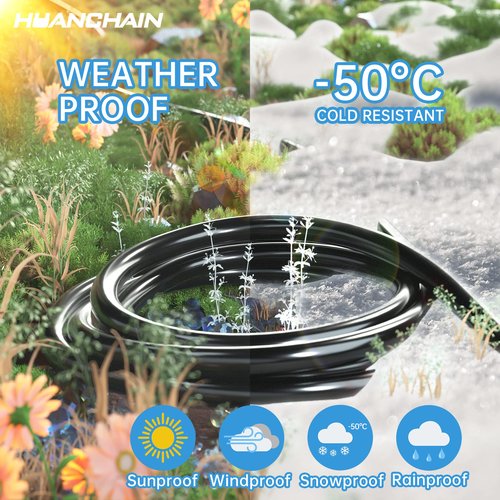 HUANCHAIN Indoor Outdoor Black Extension Cord 100 ft Waterproof, 16/3 Gauge Flexible Cold-Resistant Appliance Extension Cord Outside, 10A 1250W 16AWG SJTW, 3 Prong Heavy Duty Electric Cable, ETL