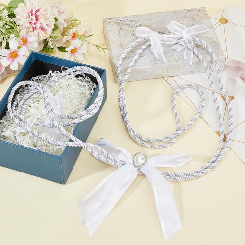 NICENEEDED White 62.99 Inch Wedding Lasso Rope, Bowkont Rope Lazo Celtic Hangfasting Cord, Traditional Gatholic Rural Wedding Lasso for Ceremony Bride Groom