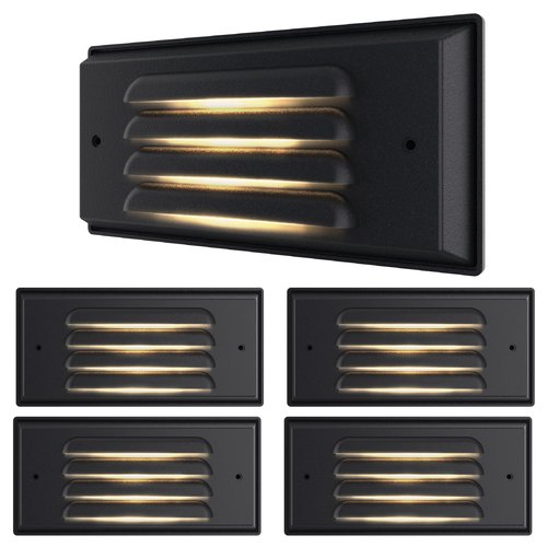Sunco Lighting 4 Pack Outdoor Step Lights LED, 12-24V Low Voltage Deck Lighting for Patio, 200 LM, 3000K Warm White, 5W, IP65 Rated Waterproof, Aluminum/Plastic Housing, Bronze - FCC, RoHS, ETL