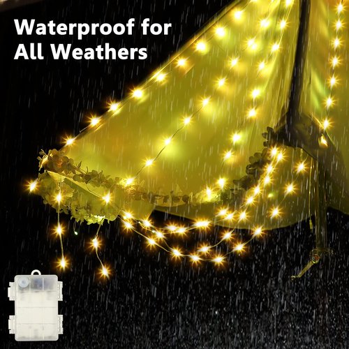 Patio Umbrella String Lights with 16 Color Changing and 12 Modes, Remote Control 104 Ultra Bright LED Beads Waterproof Battery and USB Operated with 8 Light Strings for Patio Umbrellas Camping Tents