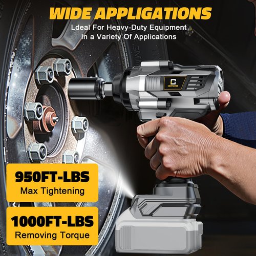 Cordless Impact Wrench 1/2 inch for Dewalt Battery, 1000FT-LBS (1360N.m) Brushless Electric Impact Gun Includes LED Work Light, 2100RPM High Torque Impact Driver, Bare Tool Only