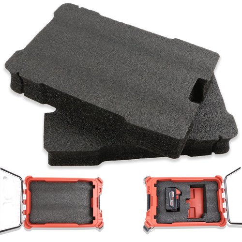 Terixe 2 Pack Foam Inserts for Milwaukee 48-22-8435 Packout Tool Box – Black Customizable Foam Inserts Fits for Milwaukee Packout Inserts – DIY Cut & Organize with Impact Protection