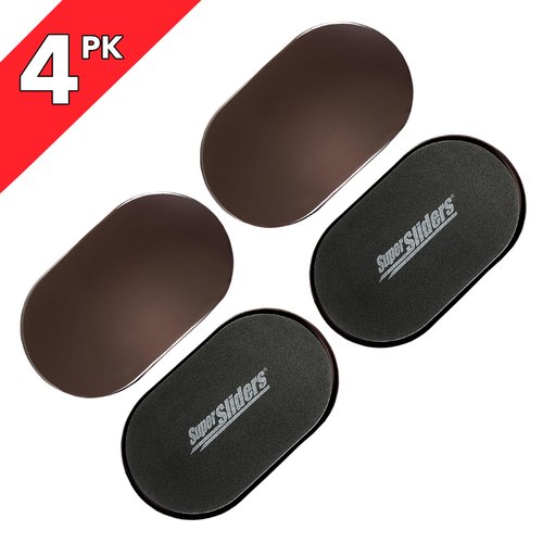 Super Sliders 5 3/4" x 9 1/2" Oval Reusable Furniture Sliders for Carpet - Effortless Moving and Surface Protection, Brown (4 Pack)