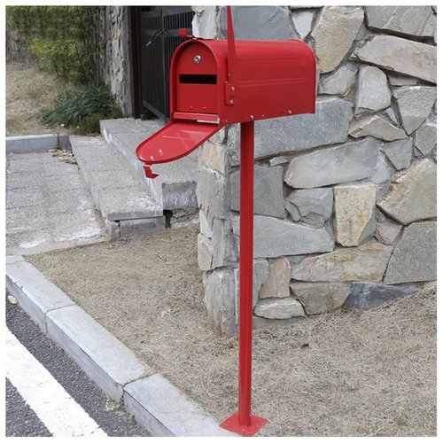 American Outdoor Tall Mailbox Floor Standing All-Weather Letter Storage Boxes Galvanized Steel Pillar Mailboxes for Villa Garden Lawn