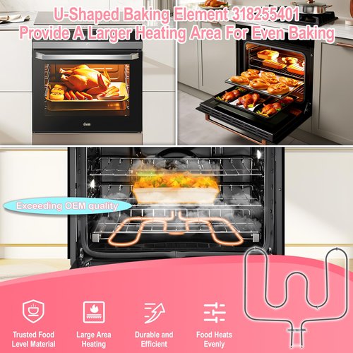 LXun Upgrad 318255401 Bake Element Compatible with Frigi-daire Ken-more Electric Range Stove Oven Heating Element Replaces Part 318255401 318110500 318255400 318255402 1055694 AP3768579 PS978774