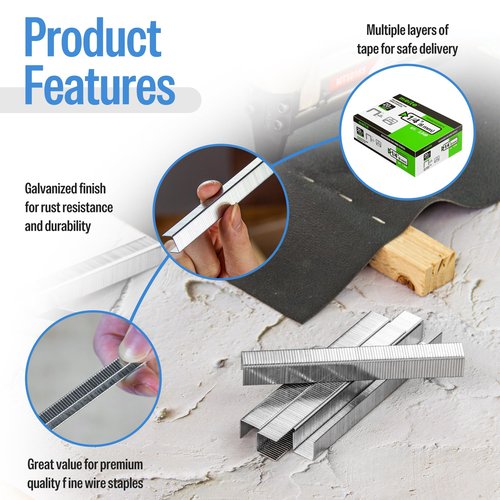 meite 20 Gauge Galvanized Upholstery Staples, 1/2-Inch (12.3 mm) Crown with 1/4-Inch Length, Heavy Duty for Construction, Furniture, Crafts & DIY Projects (1 Box)