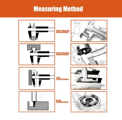 DelitonGude 6 inch Vernier Caliper,Stainless Steel Caliper Measuring Tool, 0-6inch/0-150mm Manual Micrometer, 0.001inch/0.02mm,for Inside,Outside,Depth and Step Measurements