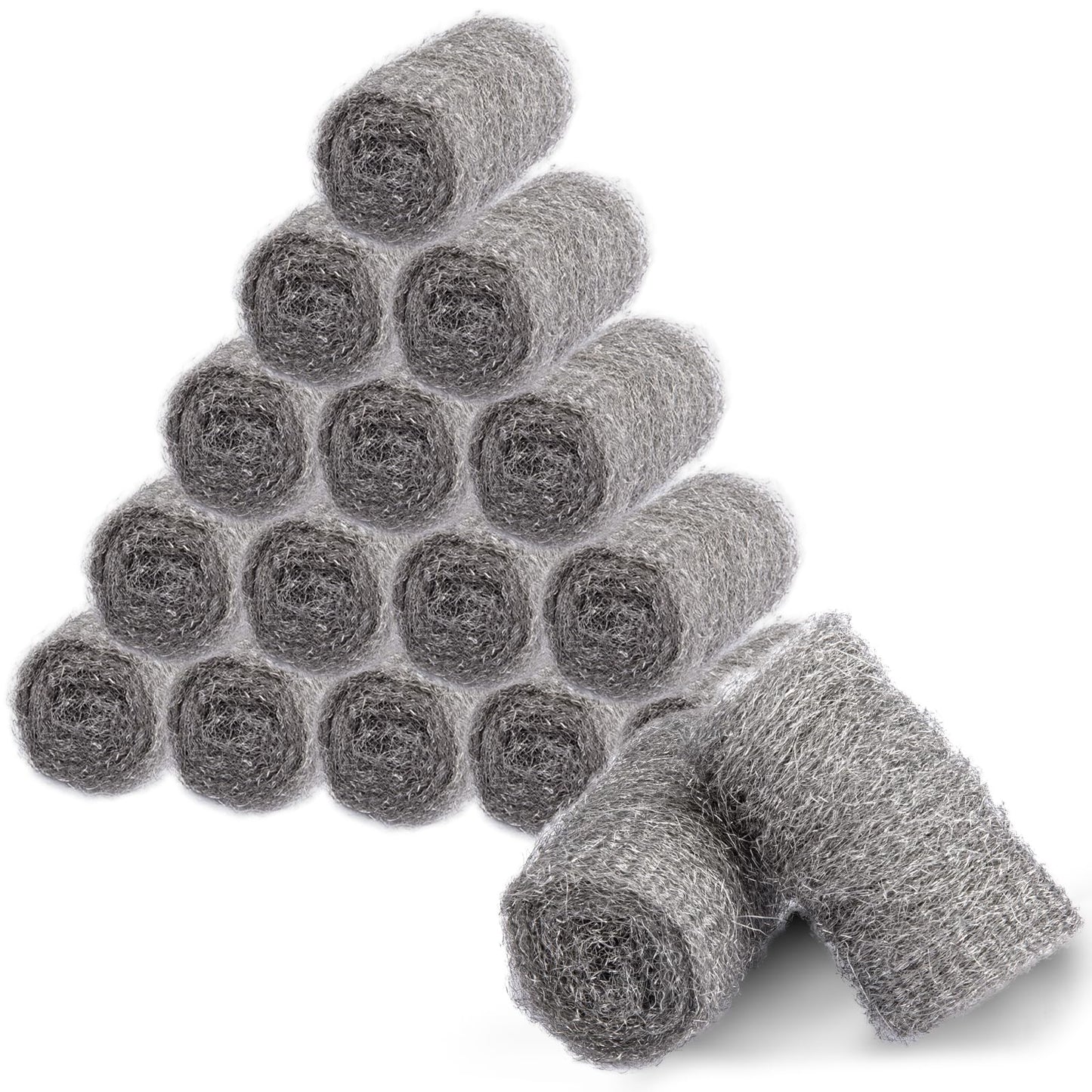 Alabrocon Bulk Steel Wool Roll Kit, Steel Wool 0000 15pcs, Gap Blocker, 0000 Steel Wool Keep Mice Away from Holes/Siding/Pipeline/Vents in Garden, House, 15 Pack × 1.6FT
