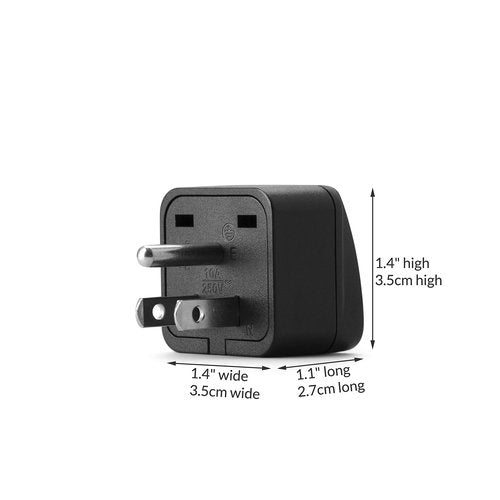 Unidapt US Travel Plug Adapter, EU,AU,UK,NZ,CN to USA (Type B), Grounded 3 Prong USA Wall Plug, EU to US Travel Adaptor Pin Converter, Power Outlet Charger (1-Pack)