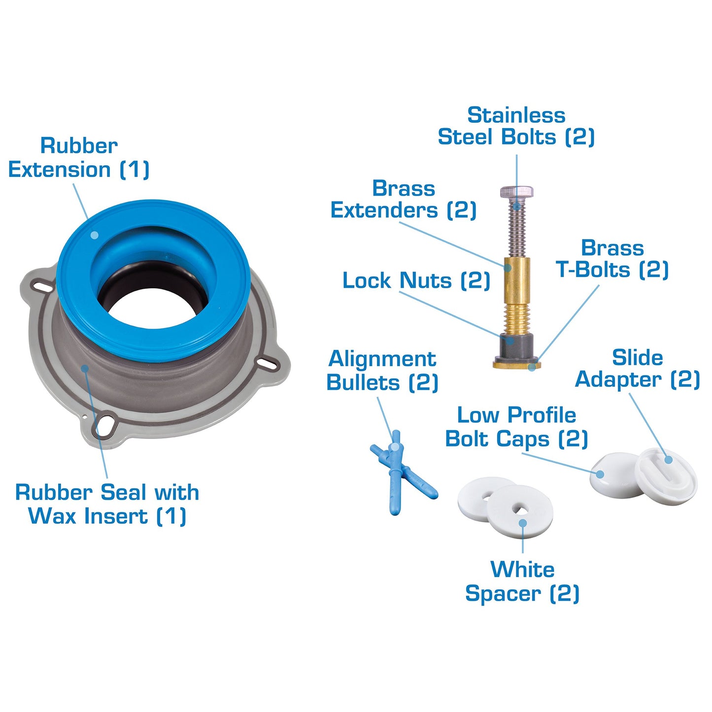 DANCO All-in-One Toilet Installation Kit, Perfect Seal Wax Ring & Zero Cut Bolts, Toilet Repair, Wax-Free, Mounting Toilet Bolts (10879X)