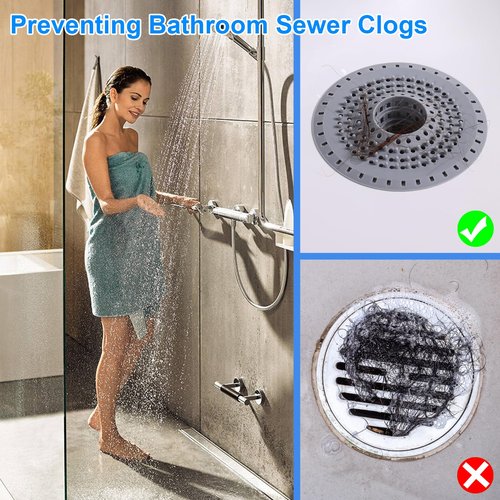 Bathtub Drain Hair Catcher, Silicone Tub Hair Catcher Drain Protector Strainer, Collapsible Shower Hair Drain Catcher Strainer for 1.48'' to 1.75'' Regular Drains, 3PCS