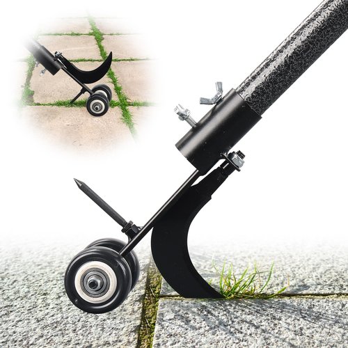 ETICSIPA Crack Weeder Tool with Wheels 5.5FT Metal Crevice Weeding Tool with Adjustable Long Handle Saves Back & Knee Manual Weed Remover for Paver Deck Patio Driveway Sidewalk Garden