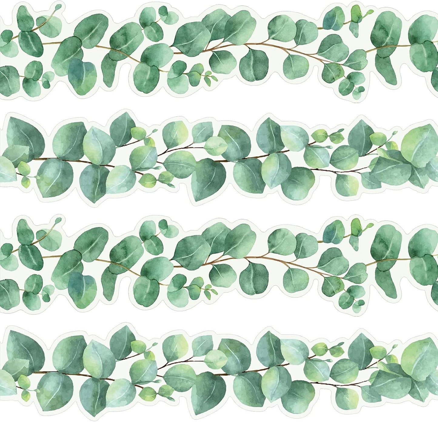 Eucalyptus Die-Cut Border Trim Bulletin Board Classroom Bulletin Wall Decor Greenery Trim Border Tropical Leaves Greenery Wall Decoration Green (39ft)