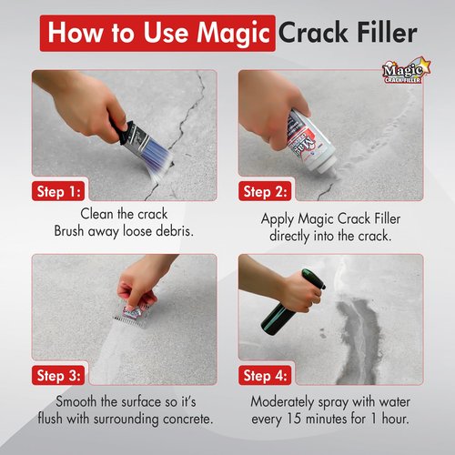 Gray 1.4 LB Magic Crack Filler Bottle - Easy, No-Mess Crack Repair for Concrete, Masonry & Asphalt - Durable & Weather-Resistant