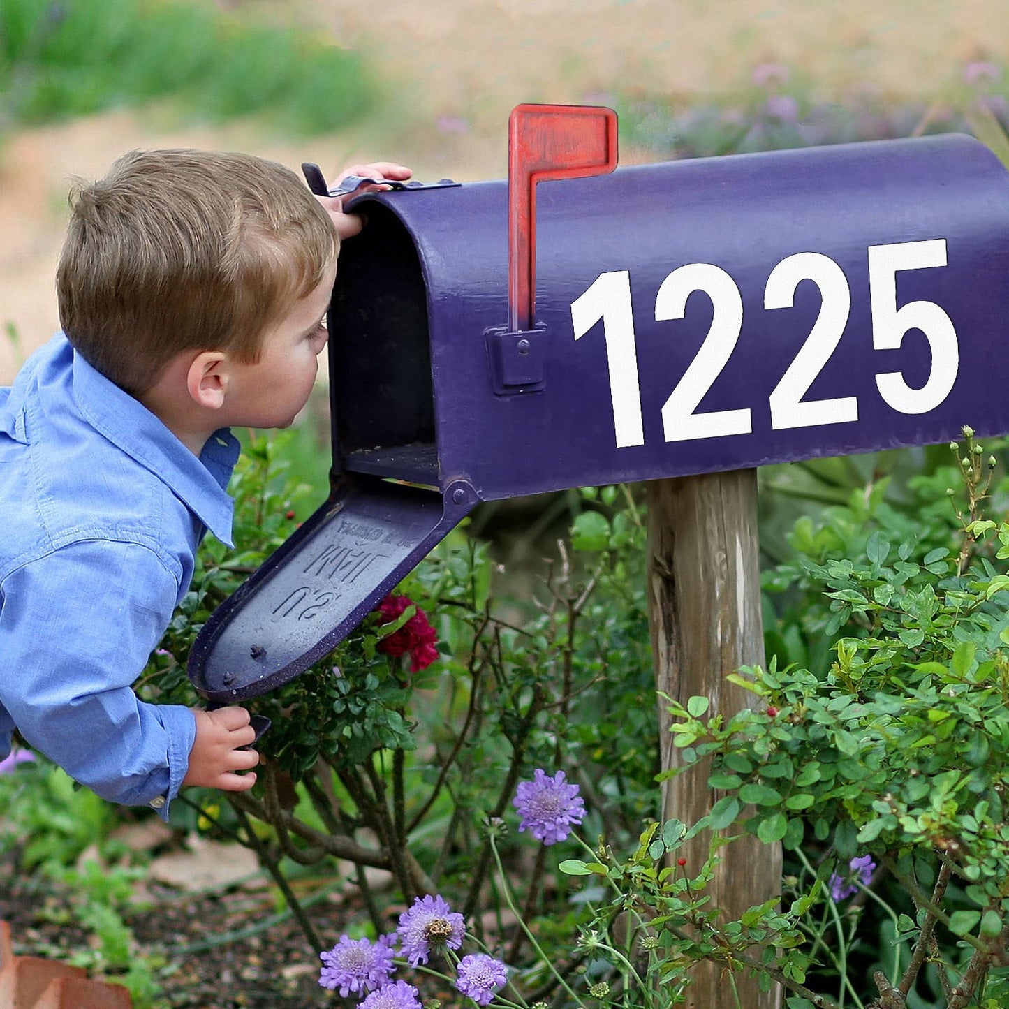 Reflective Mailbox Number for Outside, 4 Inch 4 Sets Vinyl Waterproof White Mailbox Numbers Stickers, Strong Self-adhesive House Adress Numbers for Mailbox Door Signs Trucks (Number 0-9)