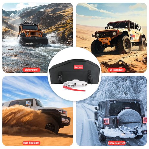 Winch Cover,Heavy Duty UV-resistant Waterproof Winch Protective Cover for Electric Winches 8000-12000 lbs up to 13500 lbs,Indoor/Outdoor Winch Accessories