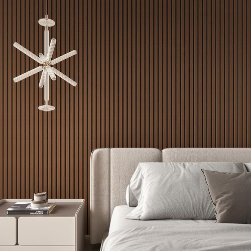 ZRJT 2 Panel Wood Slat Acoustic Panel 48" x24" for Sound Absorbing, Soundproof Wood Slat Panel Cover 16 Sq.Ft, 3D Fluted Sound Absorbing Paneling for Wall Decor, Living Room, Bedroom, Walnut