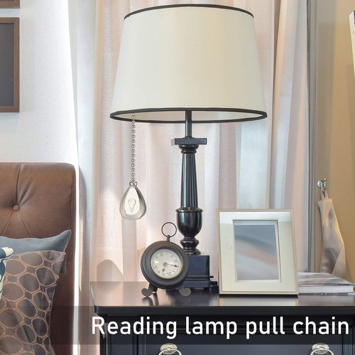 4 Pieces Ceiling Fan Pull Chain Extender Ornament 12 Inch Ceiling Pull Chain Extension Classic Drop Shaped Pendant Beaded Ball Cord for Fan Light lamp Decorative with Connector(Silver)