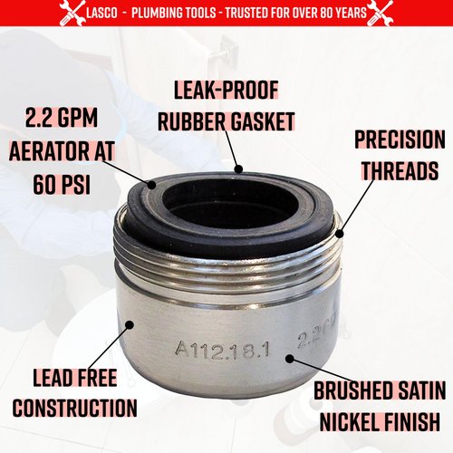 LASCO 09-1979 Fit Most Dual Thread Faucet Aerator with Standard Male and Female Adapter, Satin Nickel
