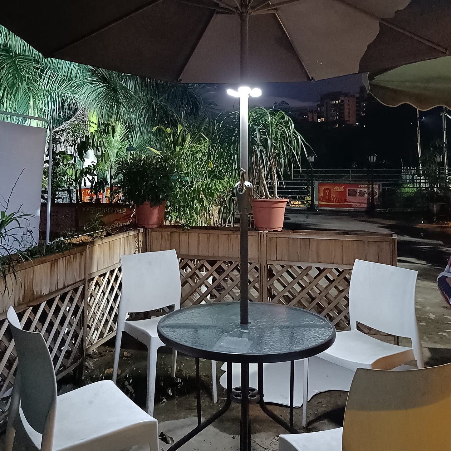 TINTINDOC Color Umbrella Light with Remote Outdoor/Patio Umbrella Light Rechargeable/AA Battery Umbrella Pole Light 300Lumen/Stepless Dimming Umbrella Light for Patio Table