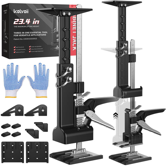Kolvoii Cabinet Jacks for Installing Cabinets 2 Pack, Hand Lifting Jack Tool Multi-Function 0 to 23.4 Inches Drywall Lift Height Adjustment Third Hand Support System