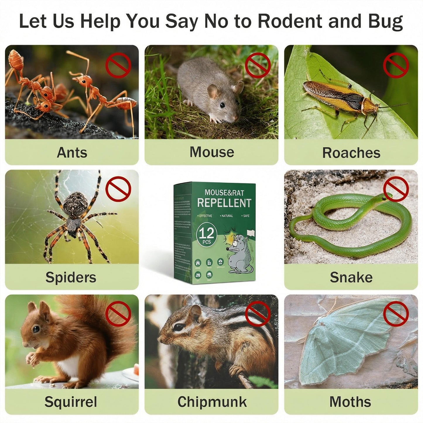 Mouse Repellent Pouches 12 Pack for House - Natural Peppermint Oil Rodent Control - Long-Lasting Plant-Powered Mice Deterrent for Kitchen, Storage, Car, RV, Basement & Shed, Safe for Family & Pets