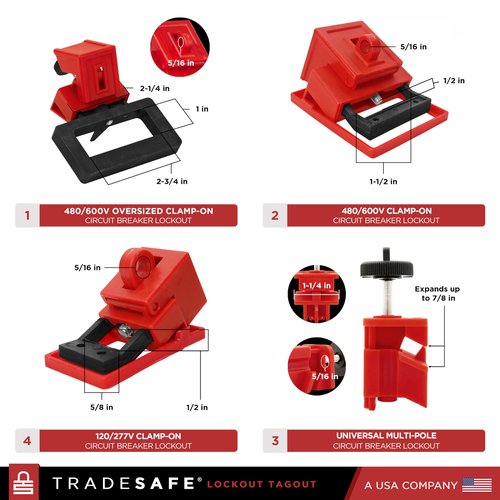 TRADESAFE Lockout Tagout Kit - 90 Loto Devices, Cable Lock, Loto Locks, Breaker Lockout Devices, Lock Out Tags, Plug Lock, Hasps, OSHA-Compliant Lock Out Tag Out Kits Electrical Tools